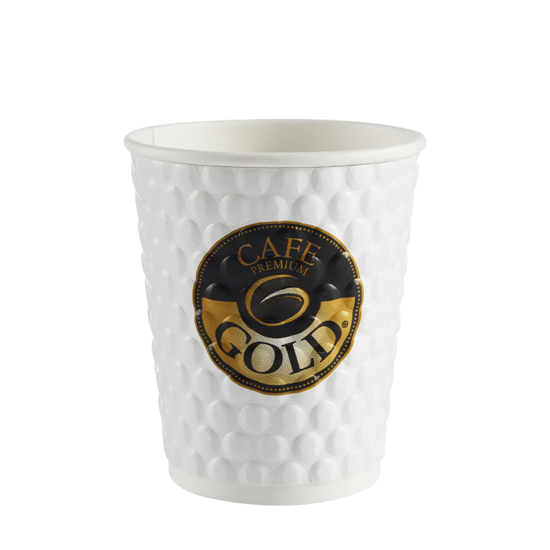 كوب ورق ساخن منقوش بلاستيكي خالي من البلاستيك سعة 12 أونصة